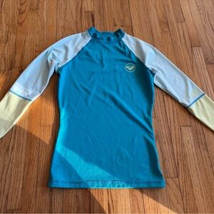 Roxy Teal and Yellow Rashguard/Juniors S